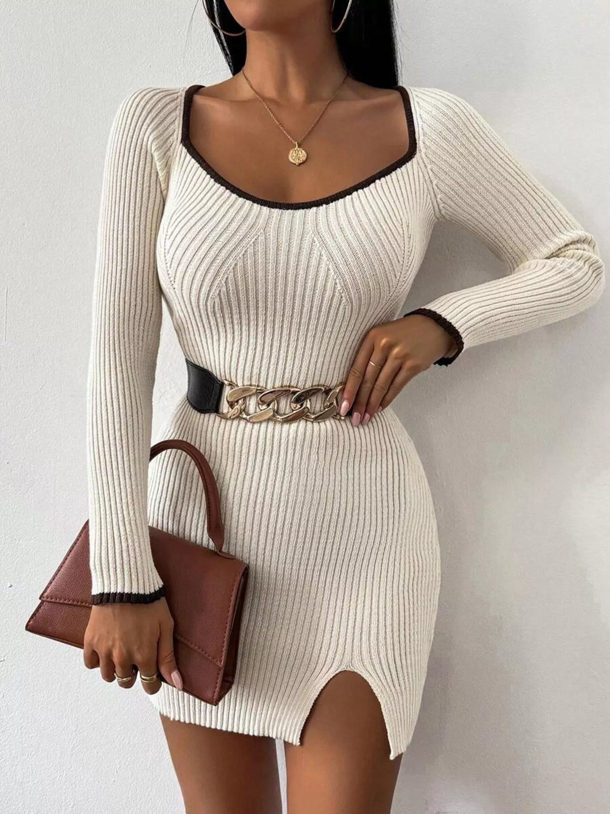 Ribbed Knit Bodycon Sweater Dress