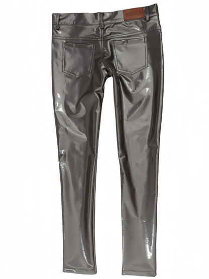 Mens Mirrored PU Latex Faux Leather Pants