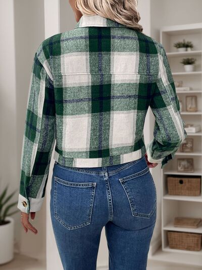 Dark Green Button-Up Jacket Trendy &amp; Chic Outerwear with Bow &amp; Pockets Cute Elegant Girls Jacket