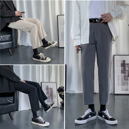 Mens Casual Loose-fitting Versatile Straight-leg Pants