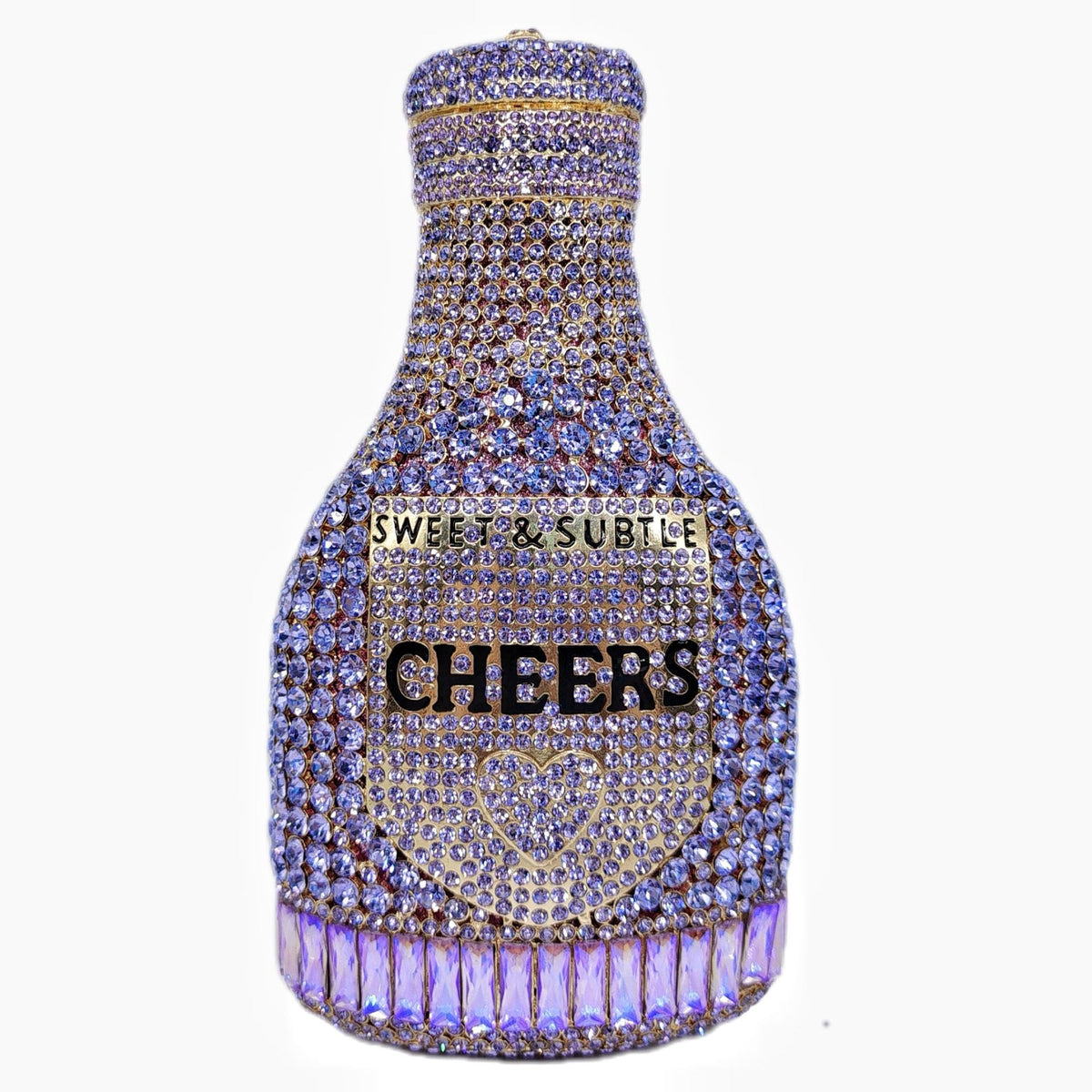 Champagne Bottle Rhinestone Evening Clutch Women&