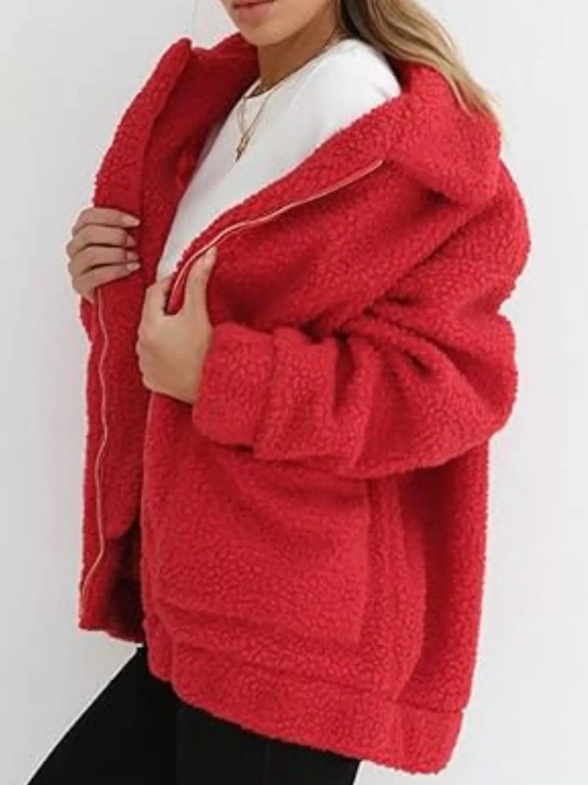 Full Size Cozy Fleece Zip Up Jacket Plus Size