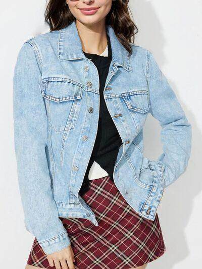 Button Up Long Sleeve Denim Shacket for Stylish Outfits