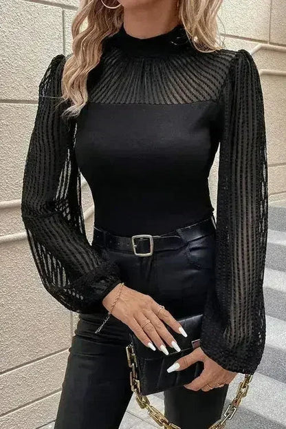 Mock Neck Long Sleeve Blouse - Stylish &amp; Trendy Blouse