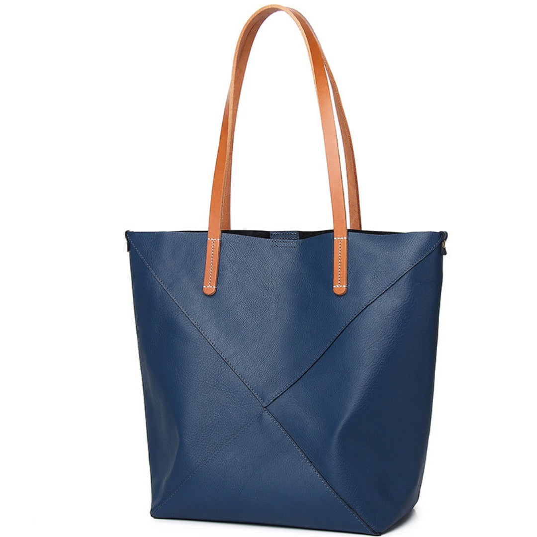 Elegant Genuine Leather Shoulder Bag - Stylish Folding Geometric Bucket Bag &amp; Large Capacity Tote for Women hobo