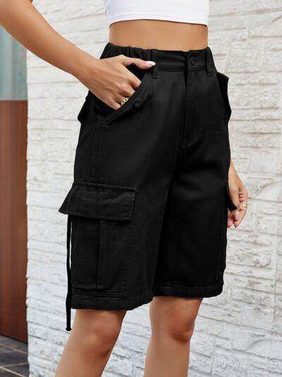 High Waist Denim Shorts with Pockets for Women
