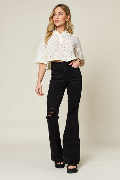 Judy Blue High-Waisted Distressed Flare Jeans