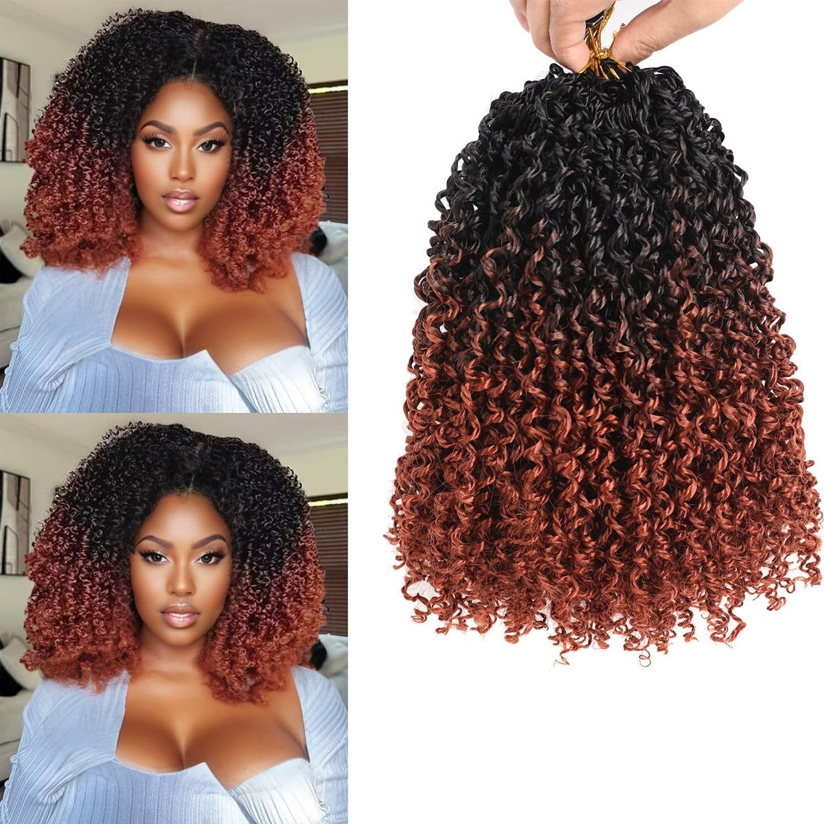 Synthetic Fiber Wig8 Inches24 StrandsCrocheted Small CurlsIrregular Style