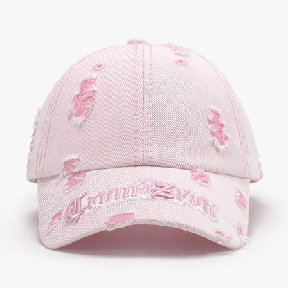 Distressed Letter Embroidered Baseball Cap