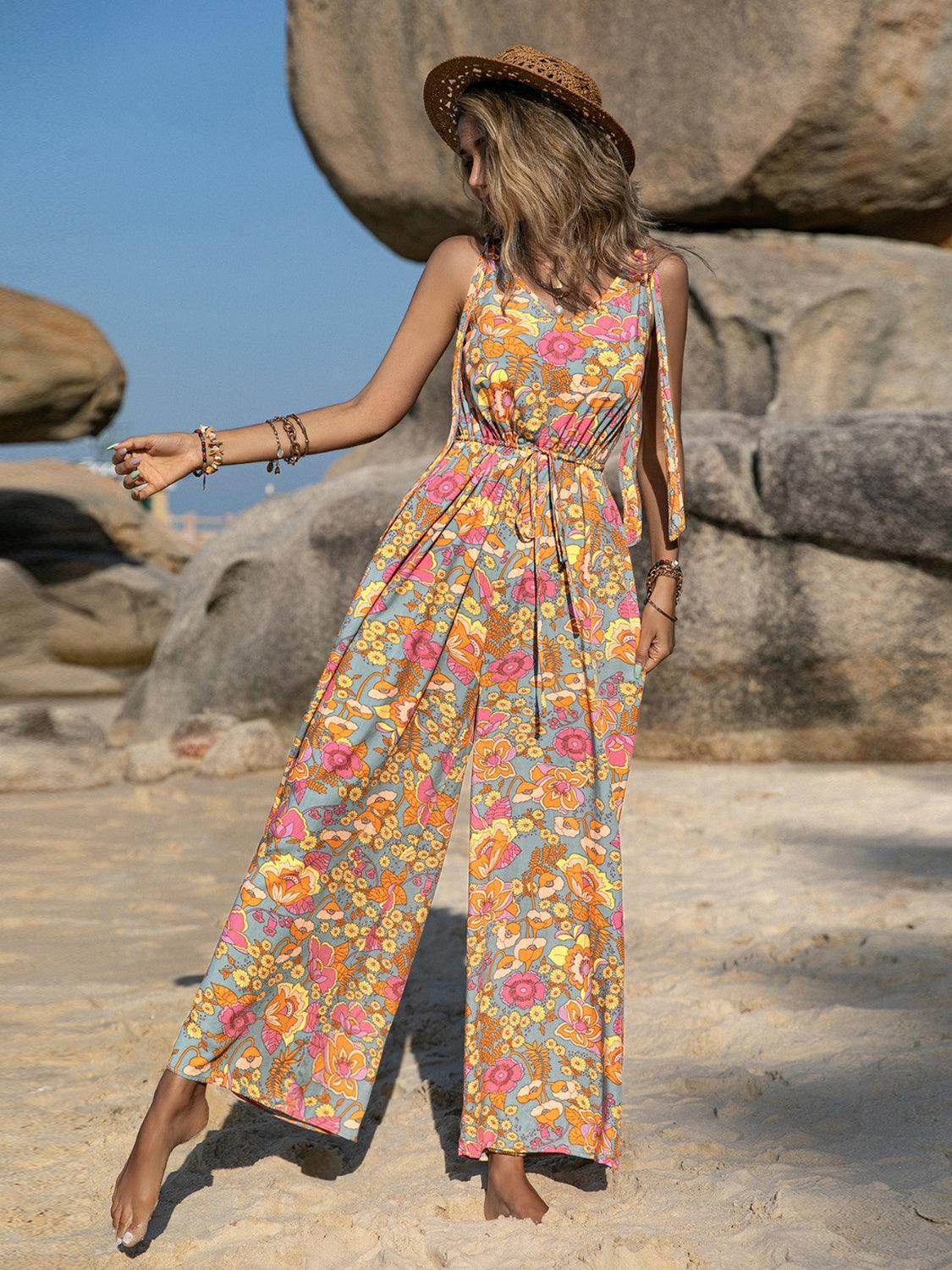 V-Neck Wide Leg Jumpsuit for Effortless Chic Style