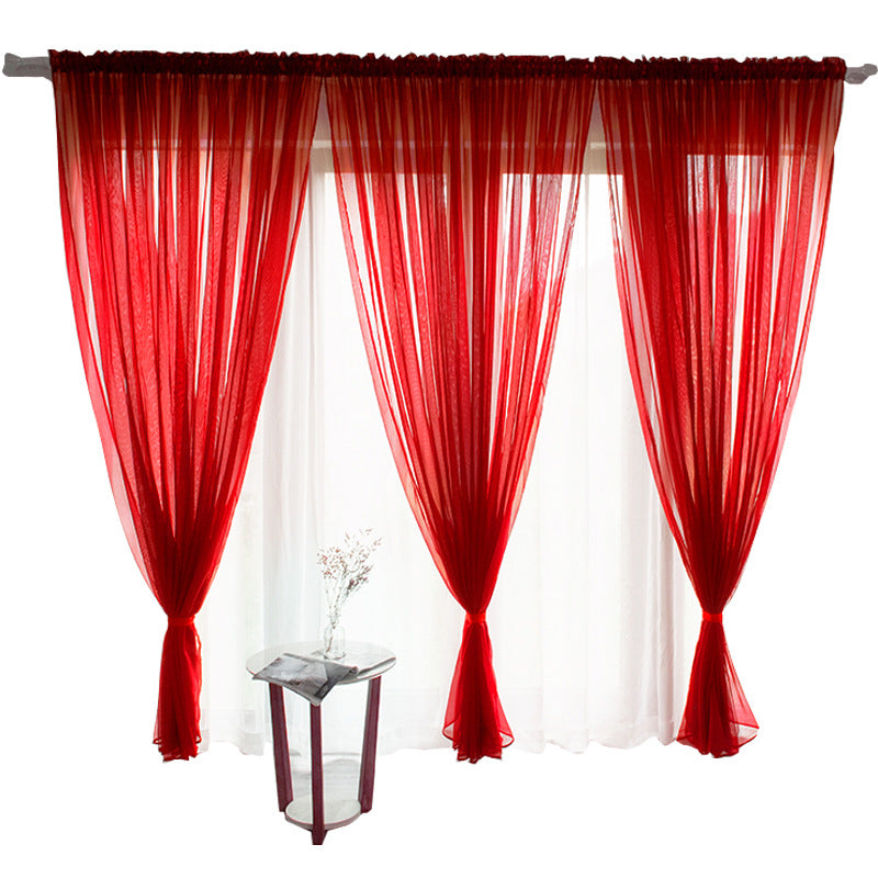 Solid Color Glass Mesh Curtains Transparent Color Ready-made Curtain Punch-free