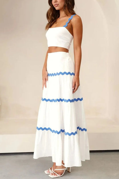 Contrast Trim Cami and Maxi Skirt Set
