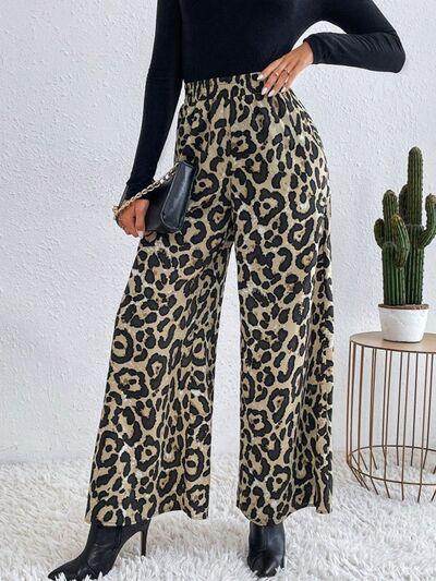 Printed Elastic Waist Wide Leg Pants for Women Fashion