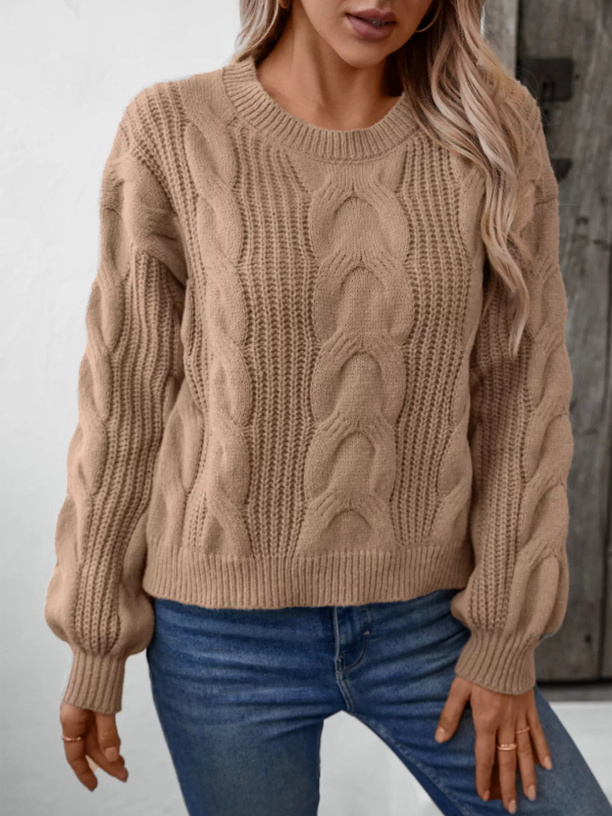 Cable Knit Long Sleeve Sweater
