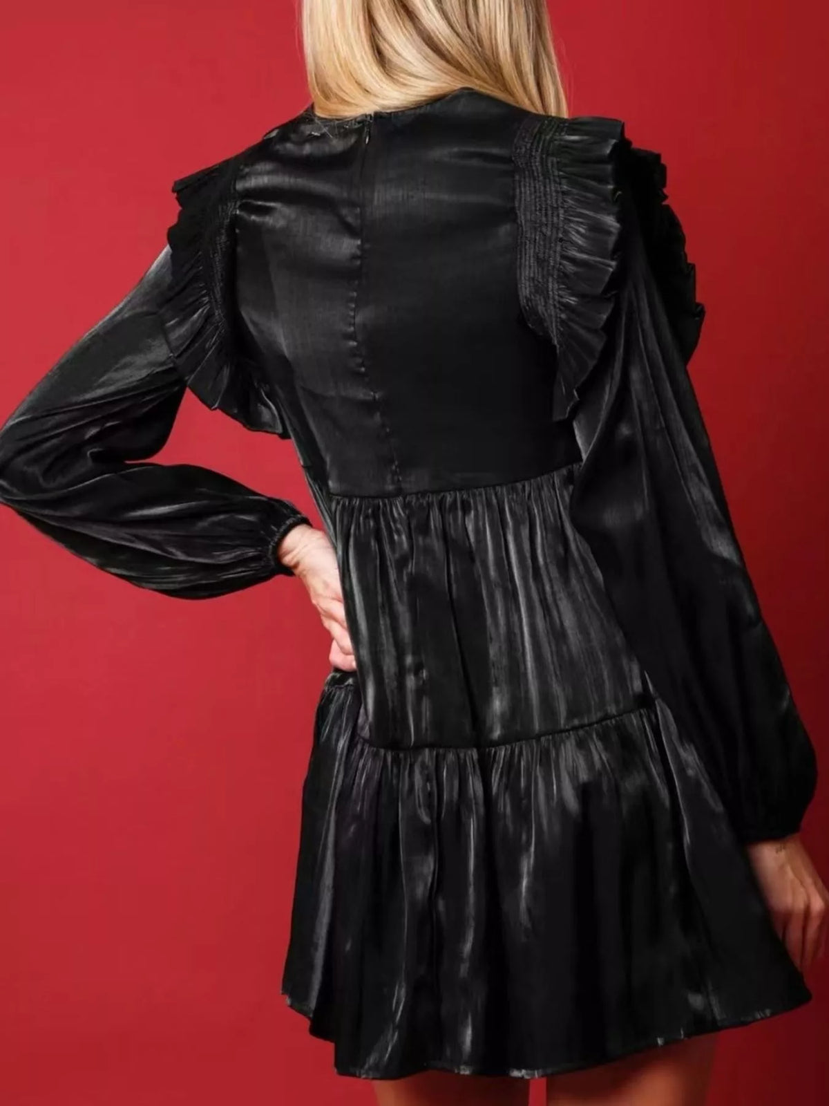 Christmas Ruffled Nutcracker Long Sleeve Dress