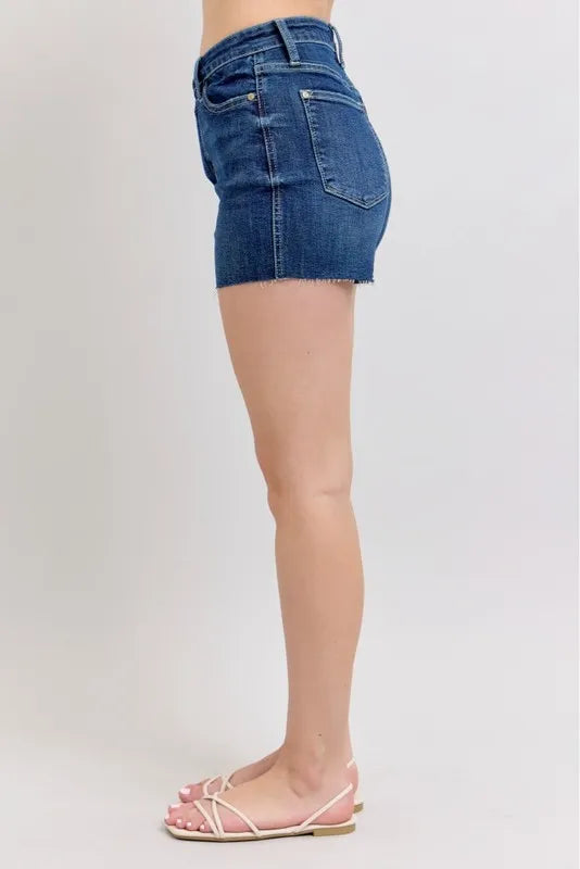 Judy Blue Full Size High Waist Criss-Cross Waistband Denim Shorts Plus Size