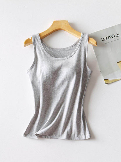 Round Neck Tank with Bra for Comfortable Everyday Wear
