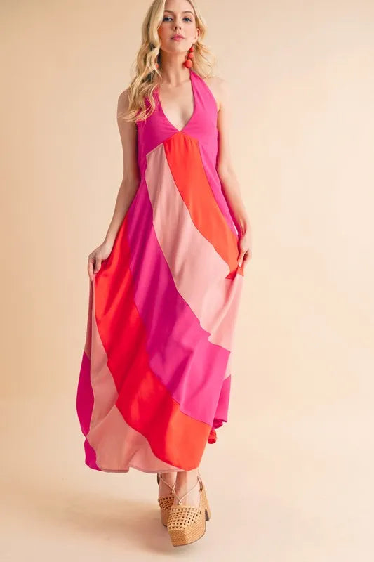 Aemi+Co Color Block Sleeveless Maxi Dress