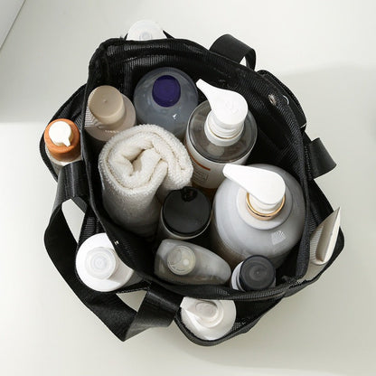Mesh bath bag, mesh pocket tote swimming wash bag, men&