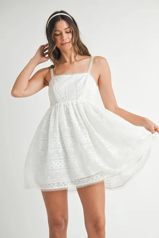 MABLE Eyelet Lace Babydoll Mini Cami Dress