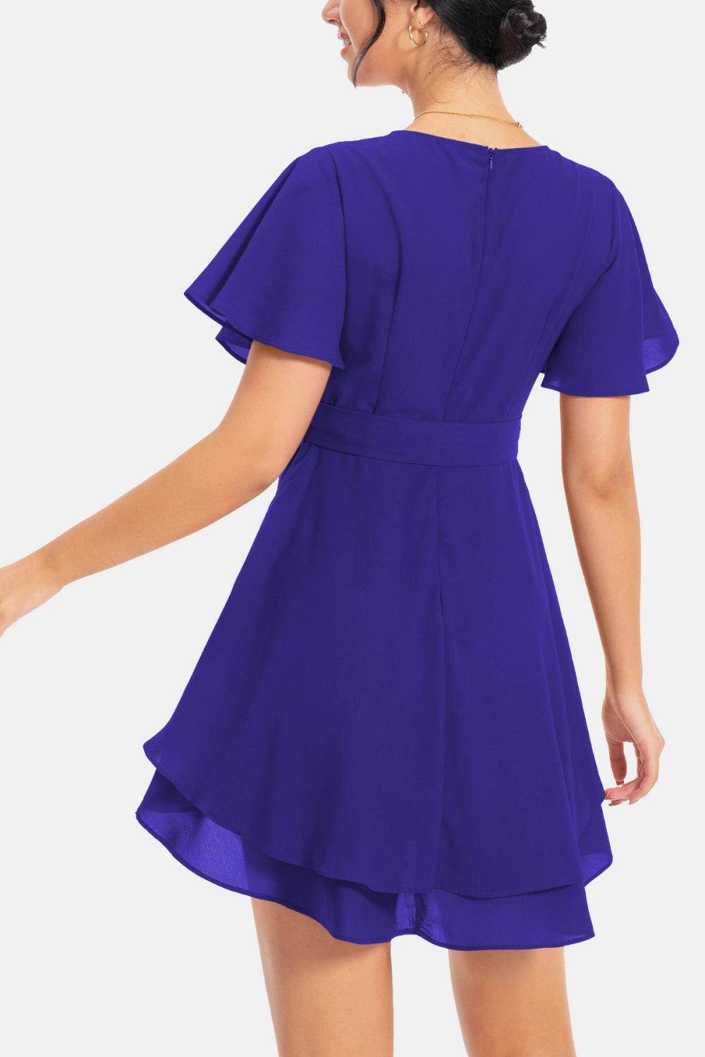 Surplice Neck Flutter Sleeve Dress for Chic Summer Style