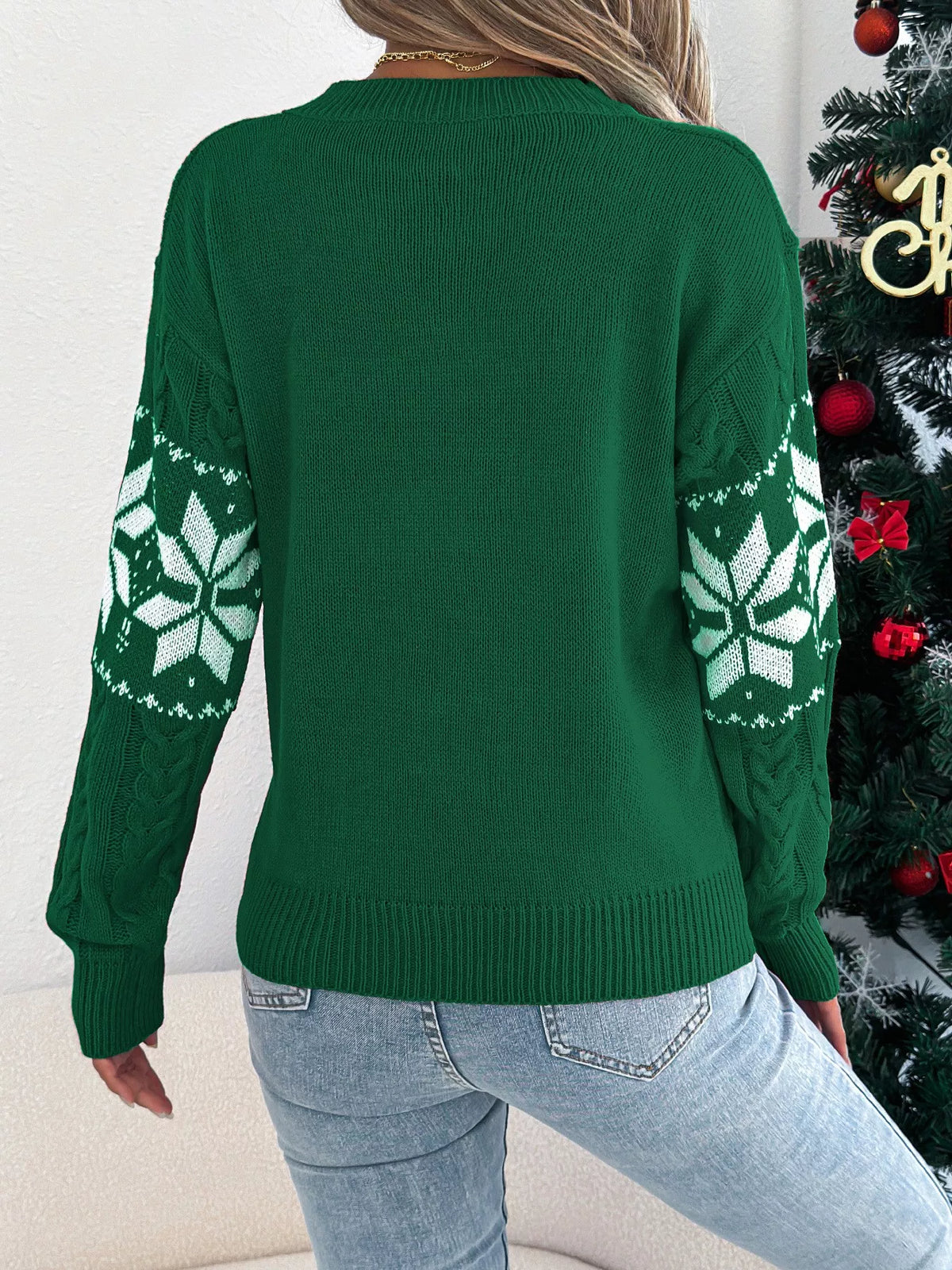 Christmas Snowflake Cable Knit Sweater