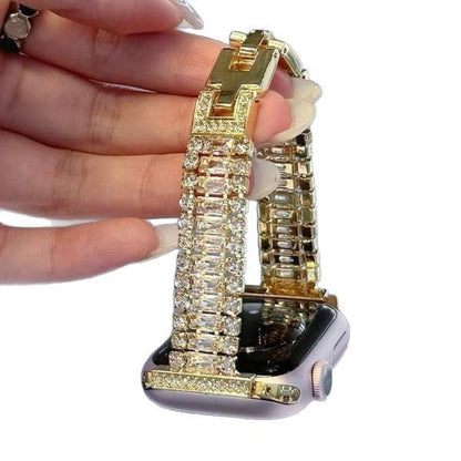 Shiny Zircon Metal Watch Band For Apple Watch Series 10 11 Ultra - Women&