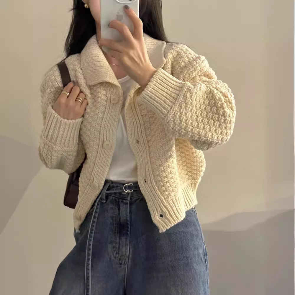 Retro Short Sweater Cardigan Women&