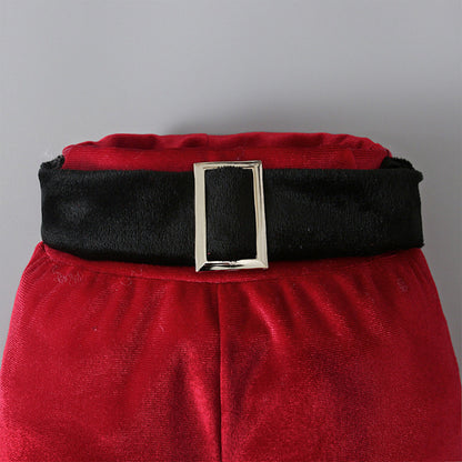 Winter Christmas Long-sleeved Shirt Bell Bottoms Hat Three-piece Children&