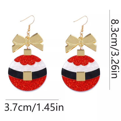 Christmas Dangle Earrings with Bow