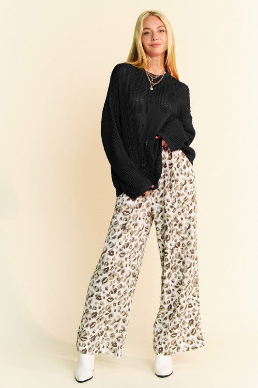 Back To School Sweater - Davi &amp; Dani Star Front Crochet Drop Shoulder Knit Top