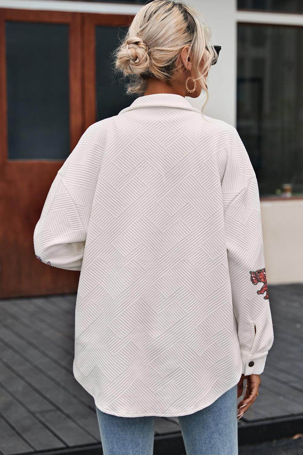 Tiger Sequin Dropped Shoulder Jacket for Trendy Style