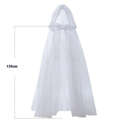 Halloween Ghost Hooded Cloak Death Witch Mesh Cloak Ball Performance Costume