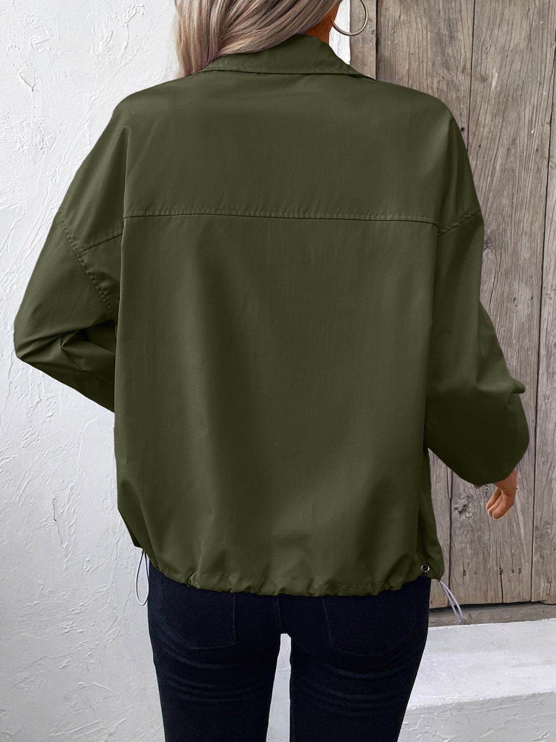 Ivy Lane Pocketed Zip Up Long Sleeve Jacket for Women