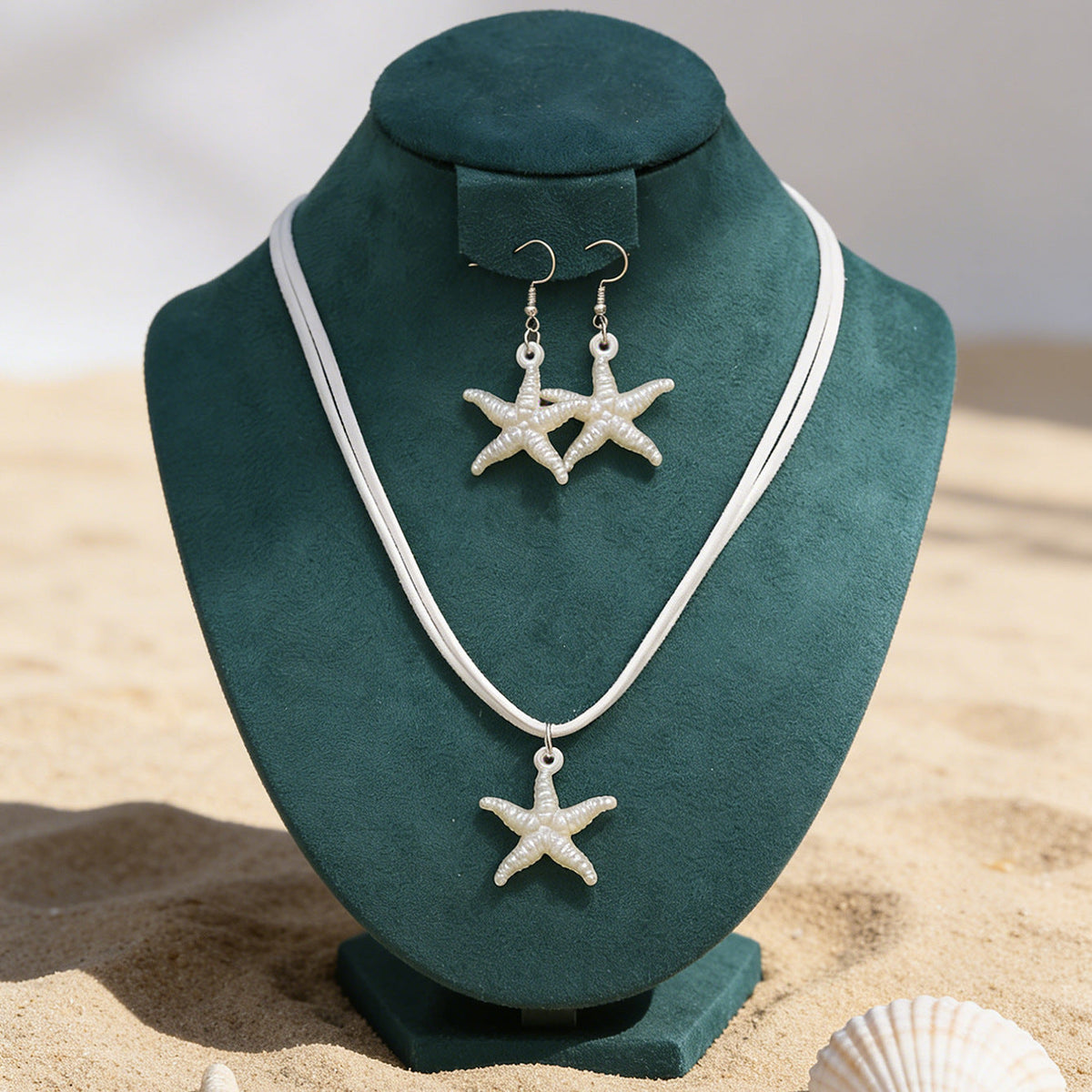 New Cross-border Bohemian Beach Jewelry Set For Women, Ocean Style Starfish Pendant Matching Earrings &amp; Versatile Unique Necklace