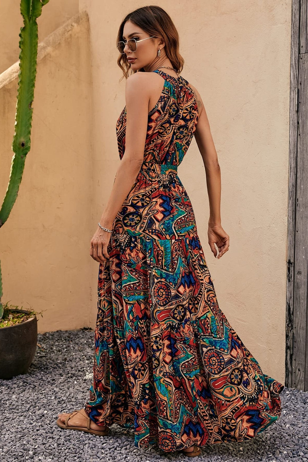 Elegant Floral Sleeveless Dress Lightweight &amp; Feminine Summer Essential Beautiful Print Dress