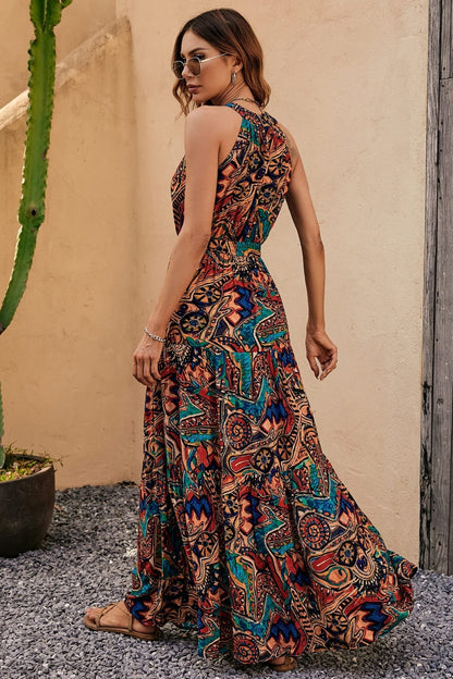 Elegant Floral Sleeveless Dress Lightweight &amp; Feminine Summer Essential Beautiful Print Dress