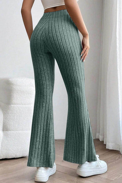 Basic Bae Full Size Ribbed High Waist Flare Pants for Women