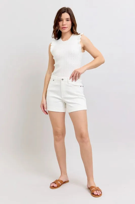 Judy Blue Full Size High Waist Double Roll Cuff Denim Shorts Plus Size