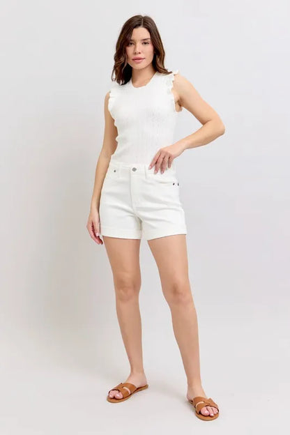 Judy Blue Full Size High Waist Double Roll Cuff Denim Shorts Plus Size