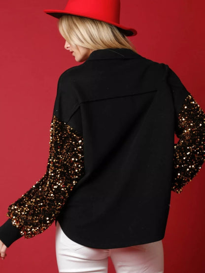Christmas Santa Sequin Long Sleeve Shirt
