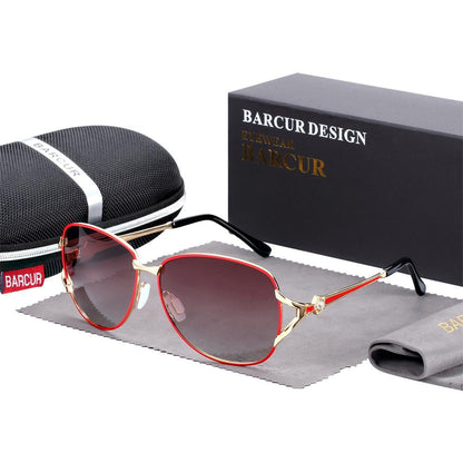 Elegant Women Gradient Luxury Polarized Sunglasses Luxury Round Eyewear With Metal High Quality Frame  lunette de soile