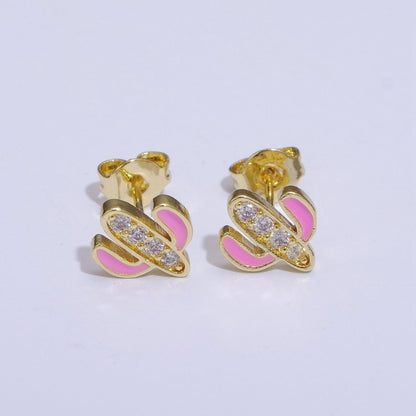 Cactus earrings, gold cactus stud earrings, tiny studs, dainty small studs, minimalist  Succulent stud Earring T-145 ~ T-149