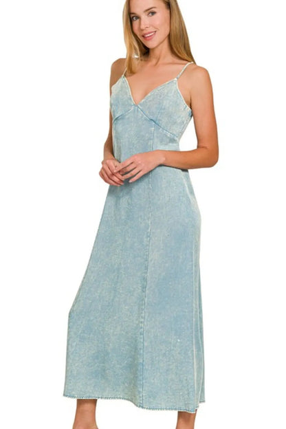 Zenana Tencel Mineral Washed Maxi Dress