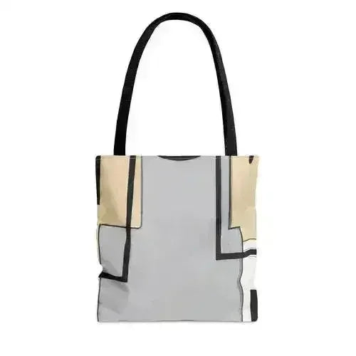 Large Tote Bag Black Grey Abstract Pattern