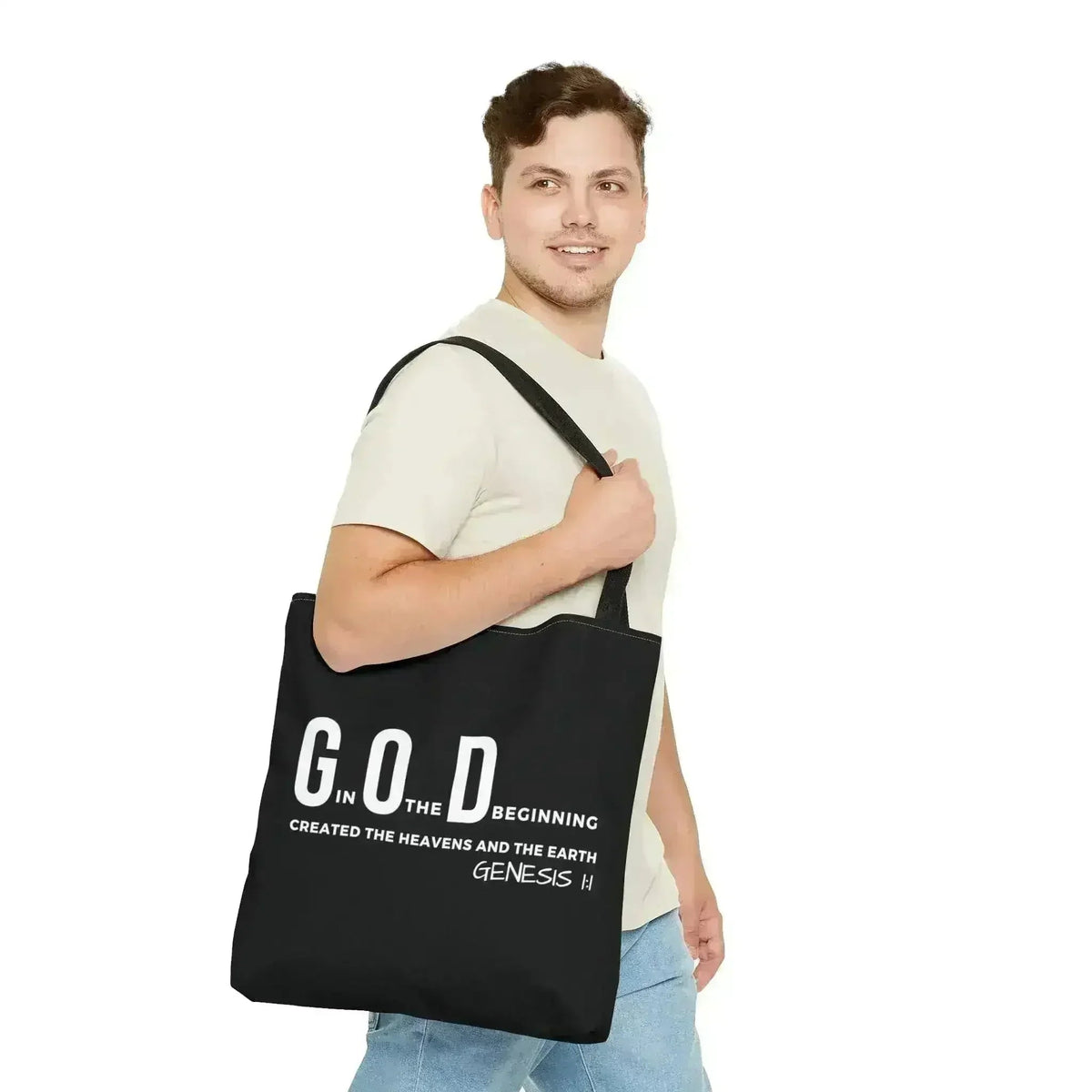 Large Tote Bag God in the Beginning Print