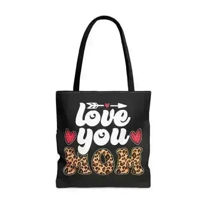 Large Tote Bag Love you Mom Leopard Print