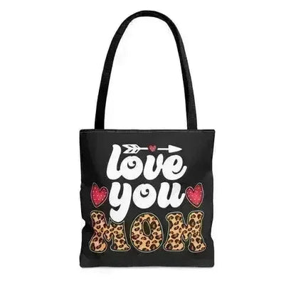 Large Tote Bag Love you Mom Leopard Print