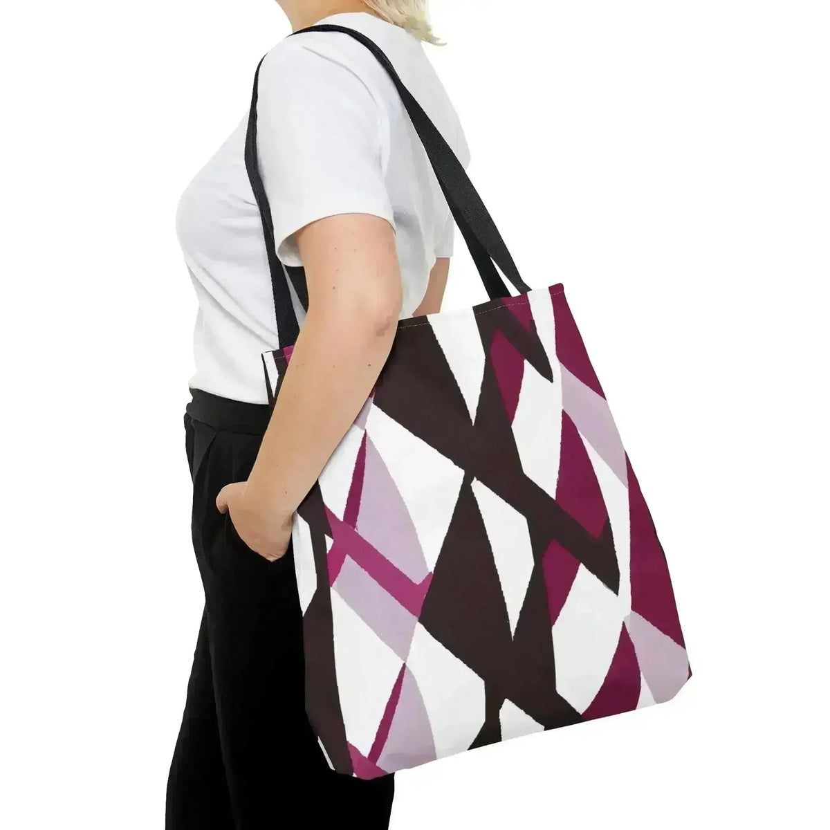 Large Tote Bag Pink Mauve Pattern