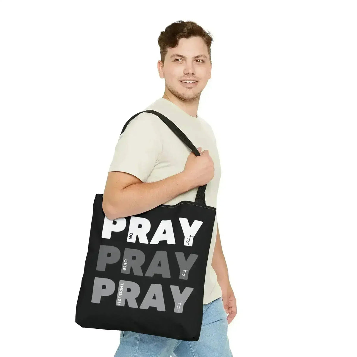 Large Tote Bag Pray on it Over it Through